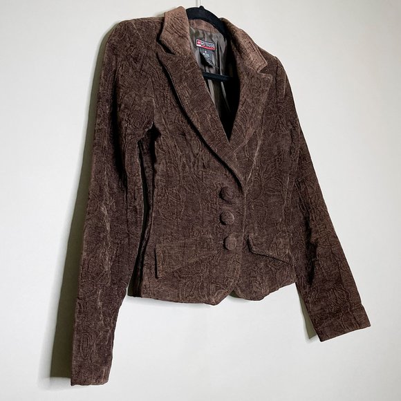 Hot Kiss Deep Brown Jacket With Texture and Pattern Size Small - Picture 1 of 11